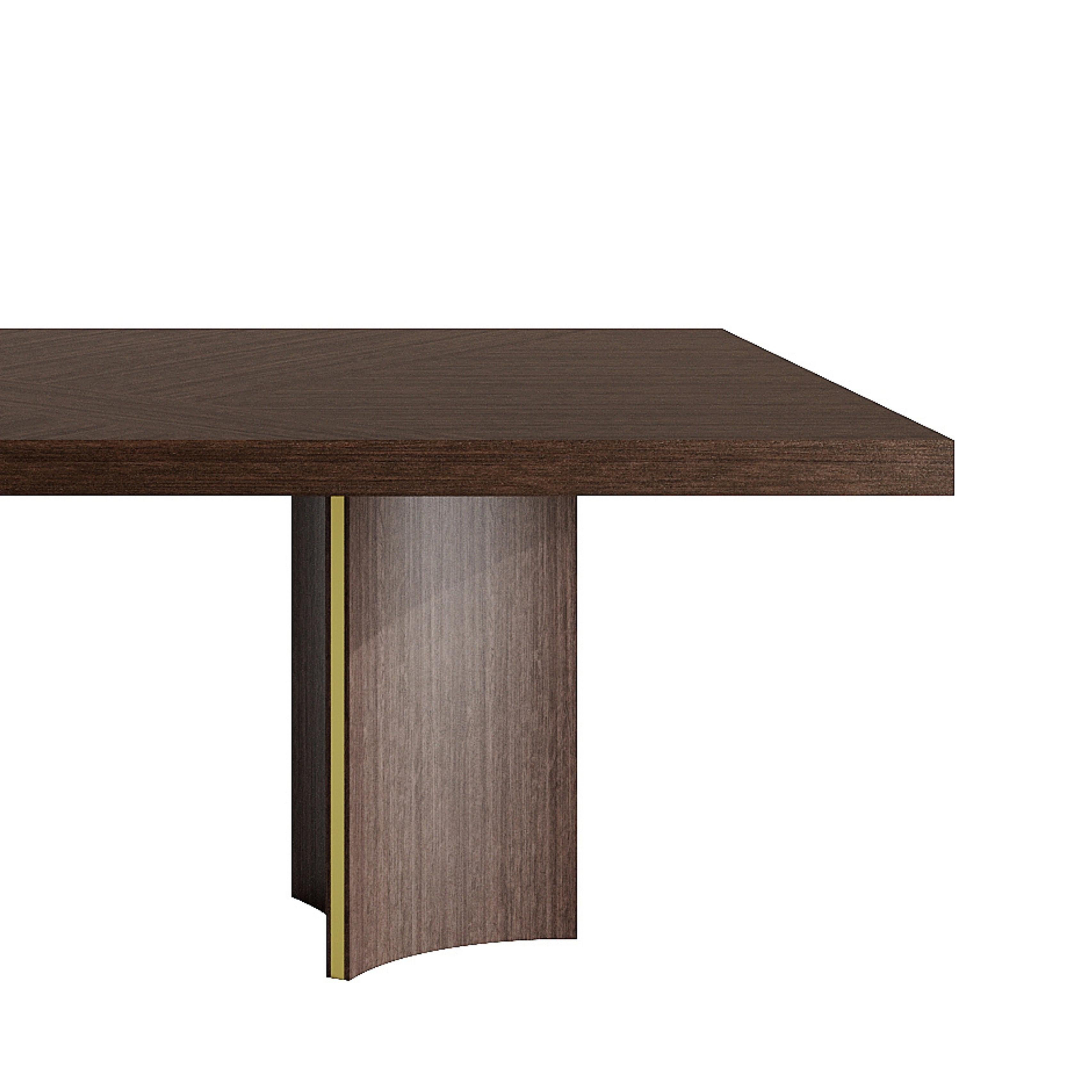 New York Extendable Table in Wood with Brass Details, Modern Design en venta 1