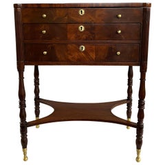 Used New York Federal Mahogany Two-Drawer Work Stand, circa 1800