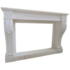 New York Fireplace in Botticino and Crema Marfil Marble