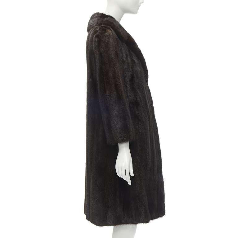 NEW YORK FUR brown fur oversized collar long sleeve long coat For Sale 1