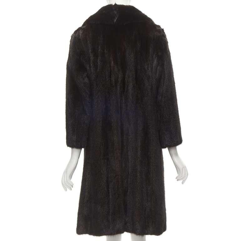 NEW YORK FUR brown fur oversized collar long sleeve long coat For Sale 2