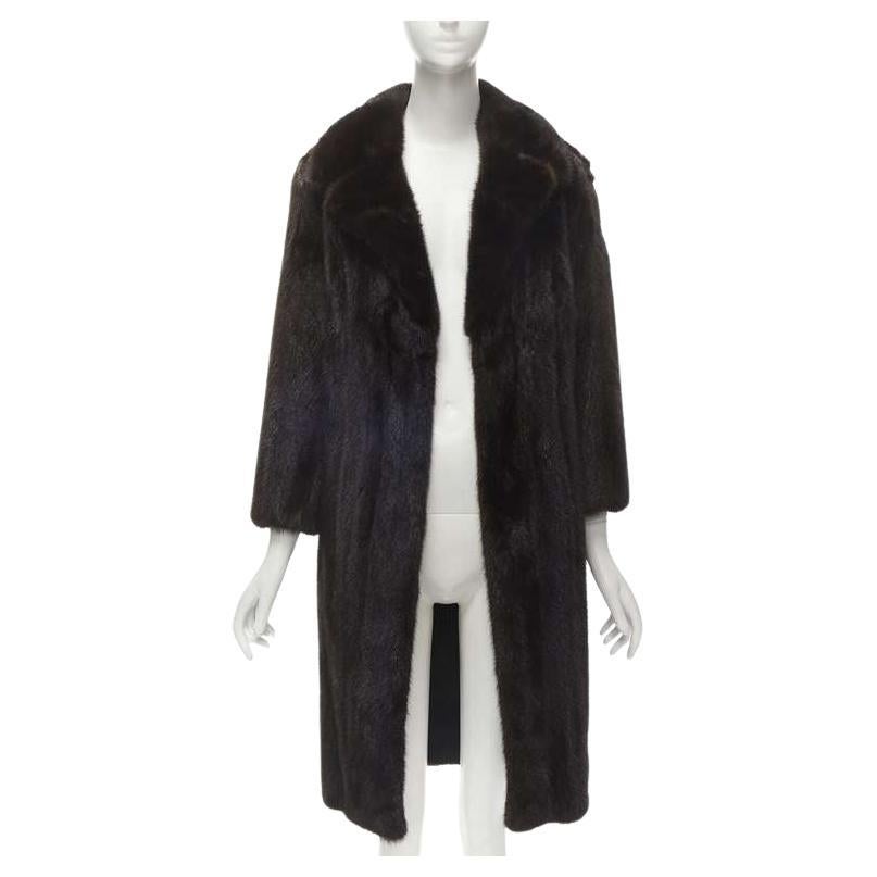 NEW YORK FUR brown fur oversized collar long sleeve long coat For Sale