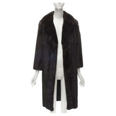 NEW YORK FUR brown fur oversized collar long sleeve long coat