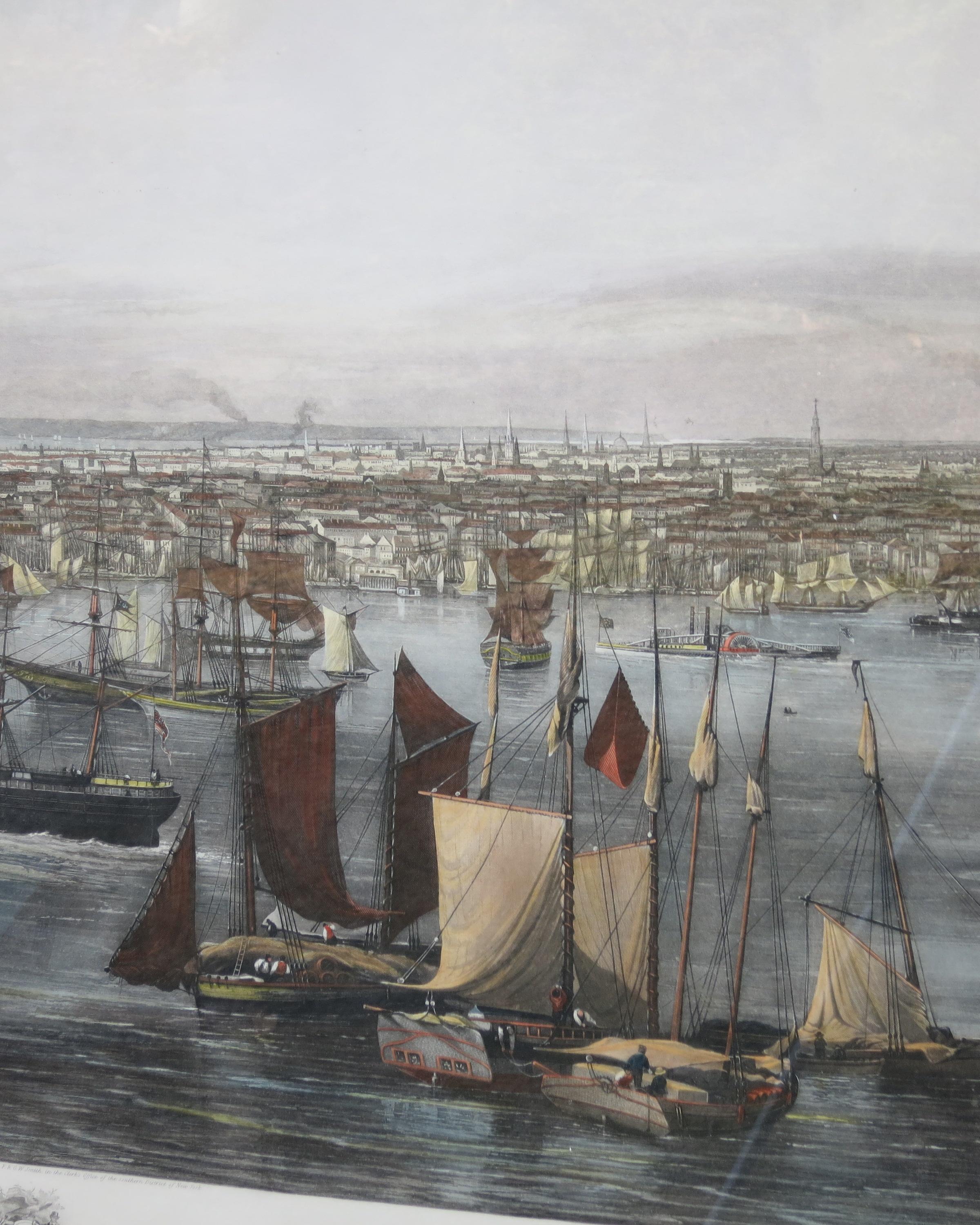 Early Victorian New York Harbor Print For Sale