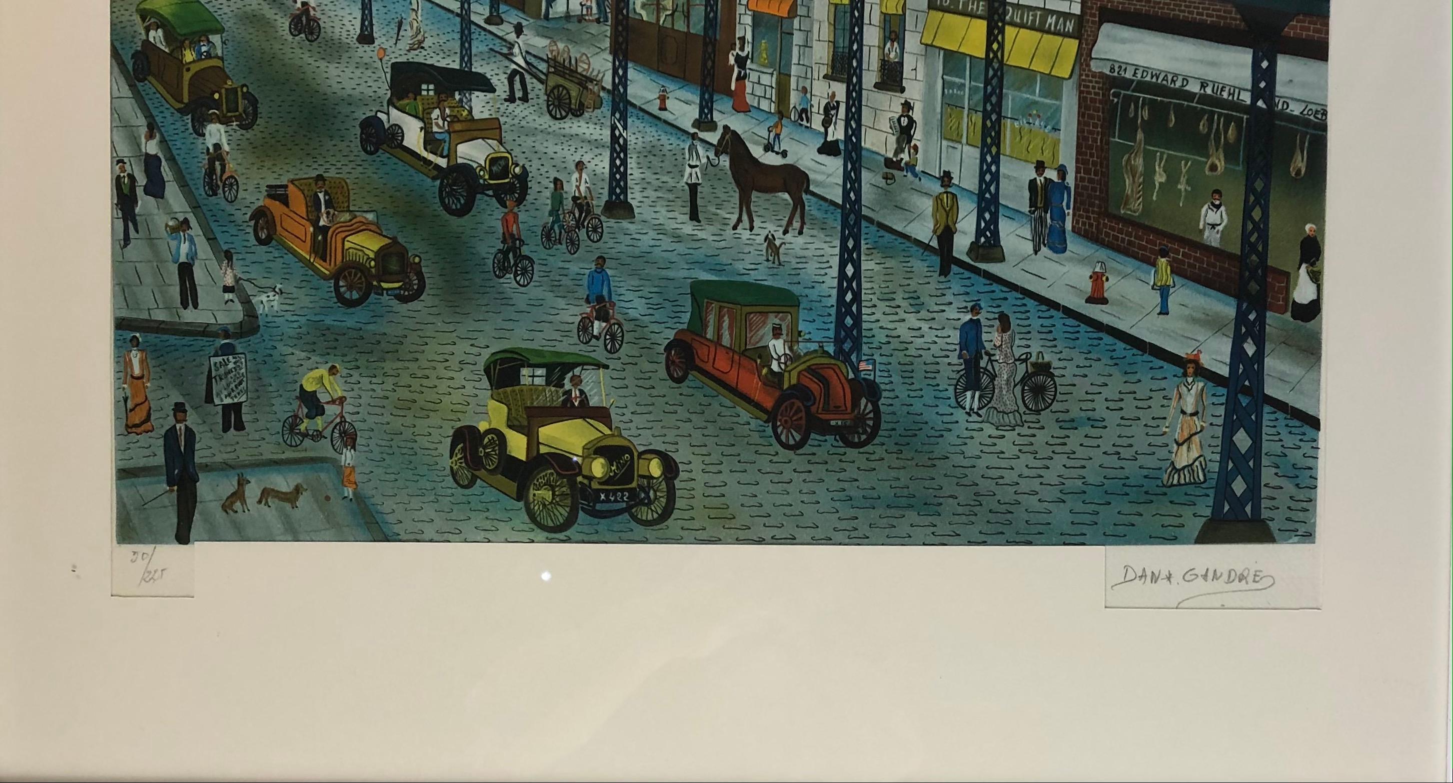 Mid-Century Modern New York Lithograph by Artist Dan Gandre, Signed and Numbered, Limited Edition