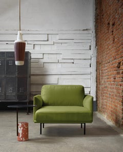 New York Lounge Chair in Metal & Leather Upholstery by Quinti Sedute