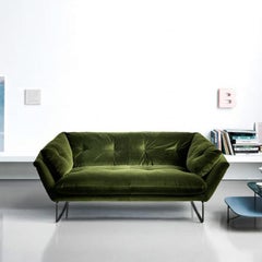 Sofá loveseat de terciopelo verde Nueva York, diseñado por Sergio Bicego, Made in Italy