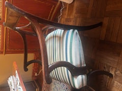 New York Mahogany Bonded with Satin Wood, Duncan Phyfe Chairs Hermes Fabric