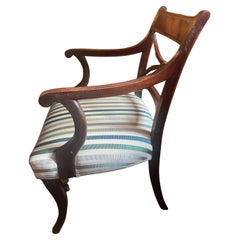 New York Mahogany Bonded with Satin Wood, Duncan Phyfe Chairs Hermes Fabric