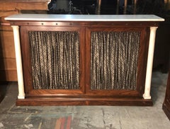 New York Marble Column Rosewood Bookcase / Credenza With Marble Top 19th Century