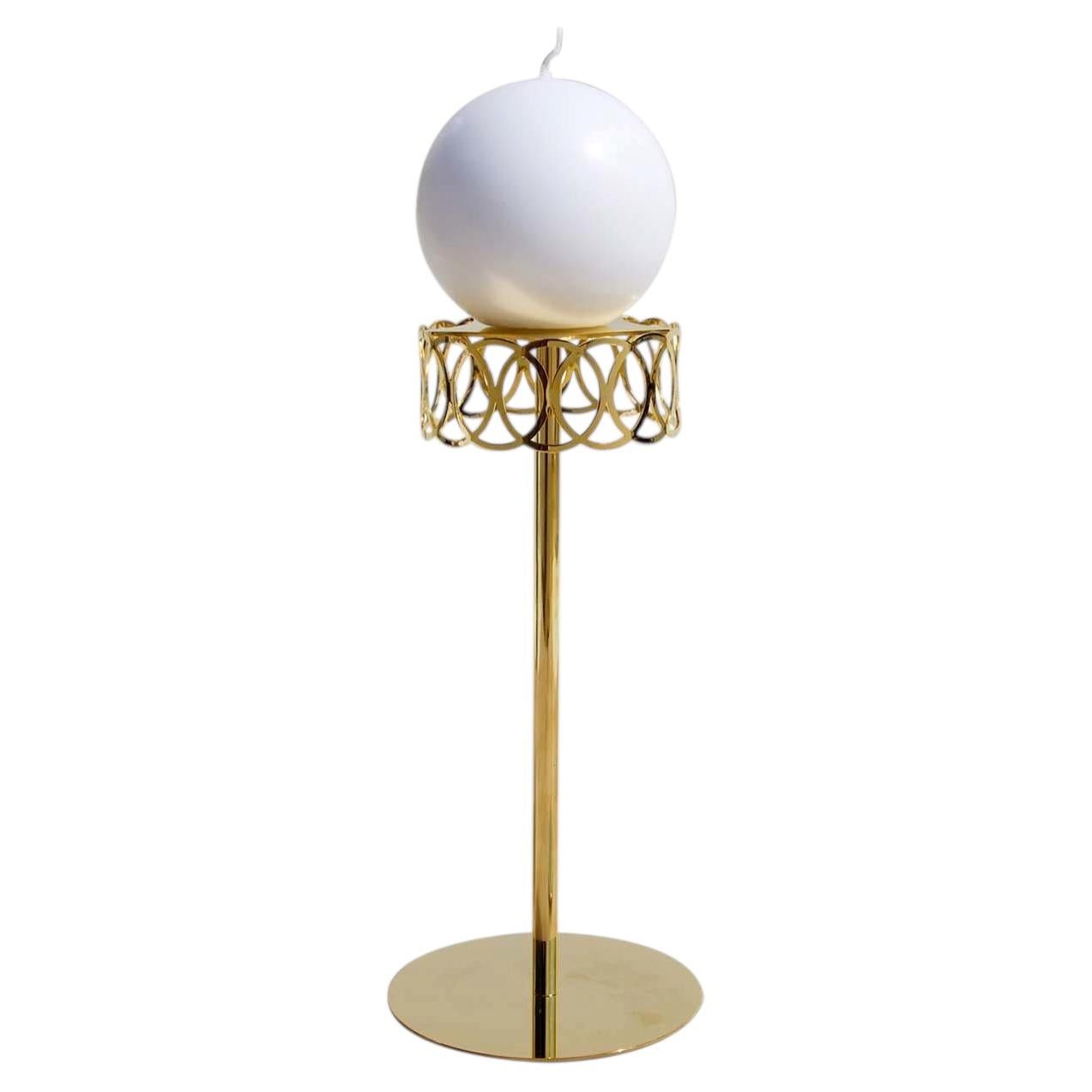 Pre-owned Villari New York Medium Candle Holder In Beige