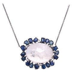 Collier Lucea New York en pierre de lune, saphir bleu et diamants