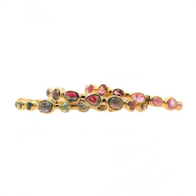 Contemporary Lucea New York Multi Shape Tourmaline Bangle Set