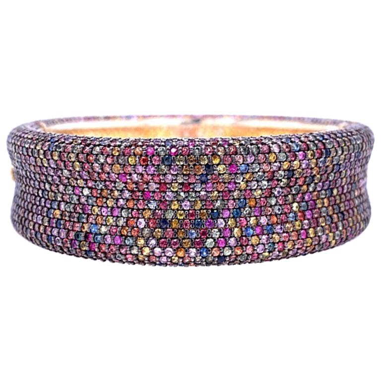 Lucea New York Multicolored Sapphire Cuff Bracelet