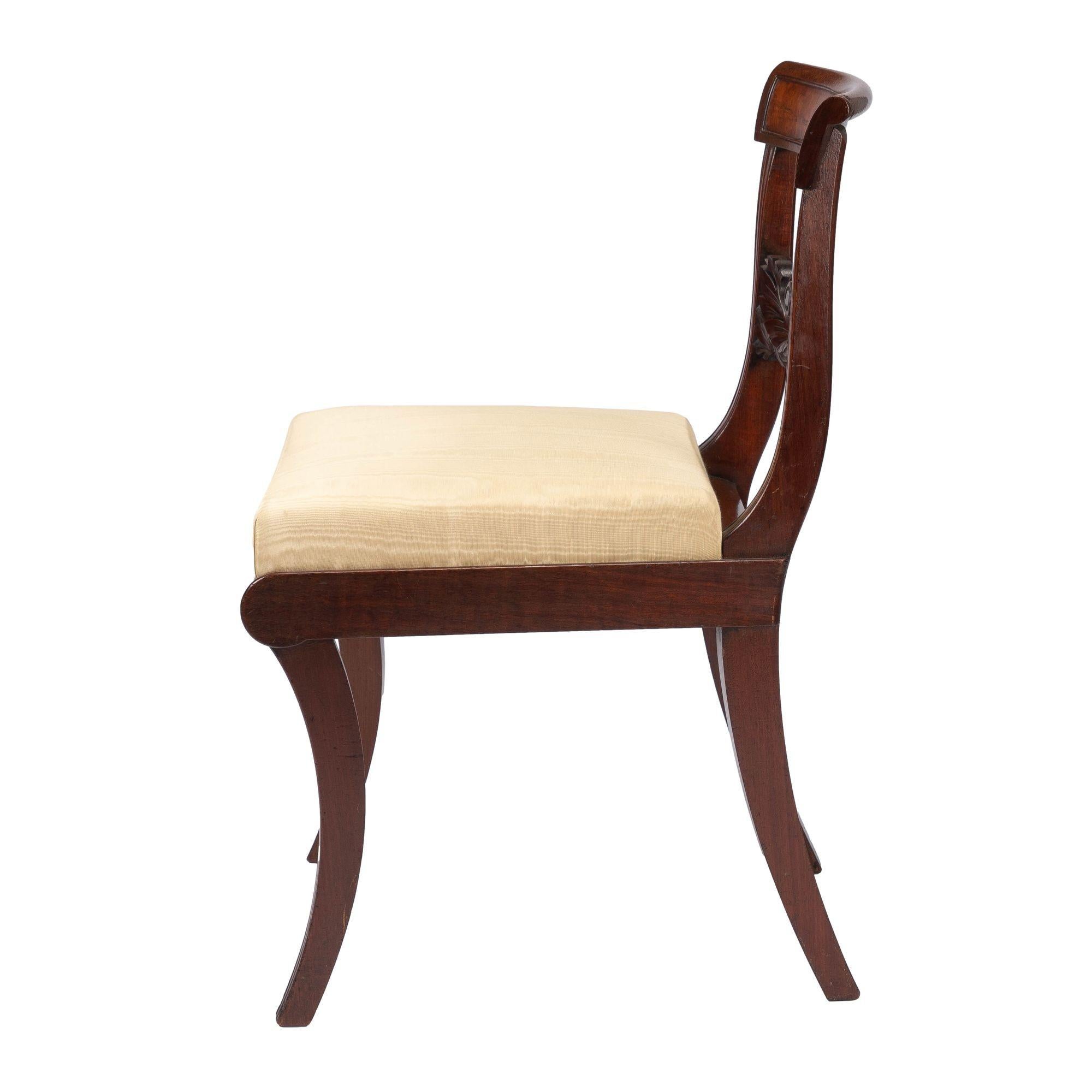 Neoclassical New York Neoclassic Klismos Side Chair in Honduran Mahogany, '1815'