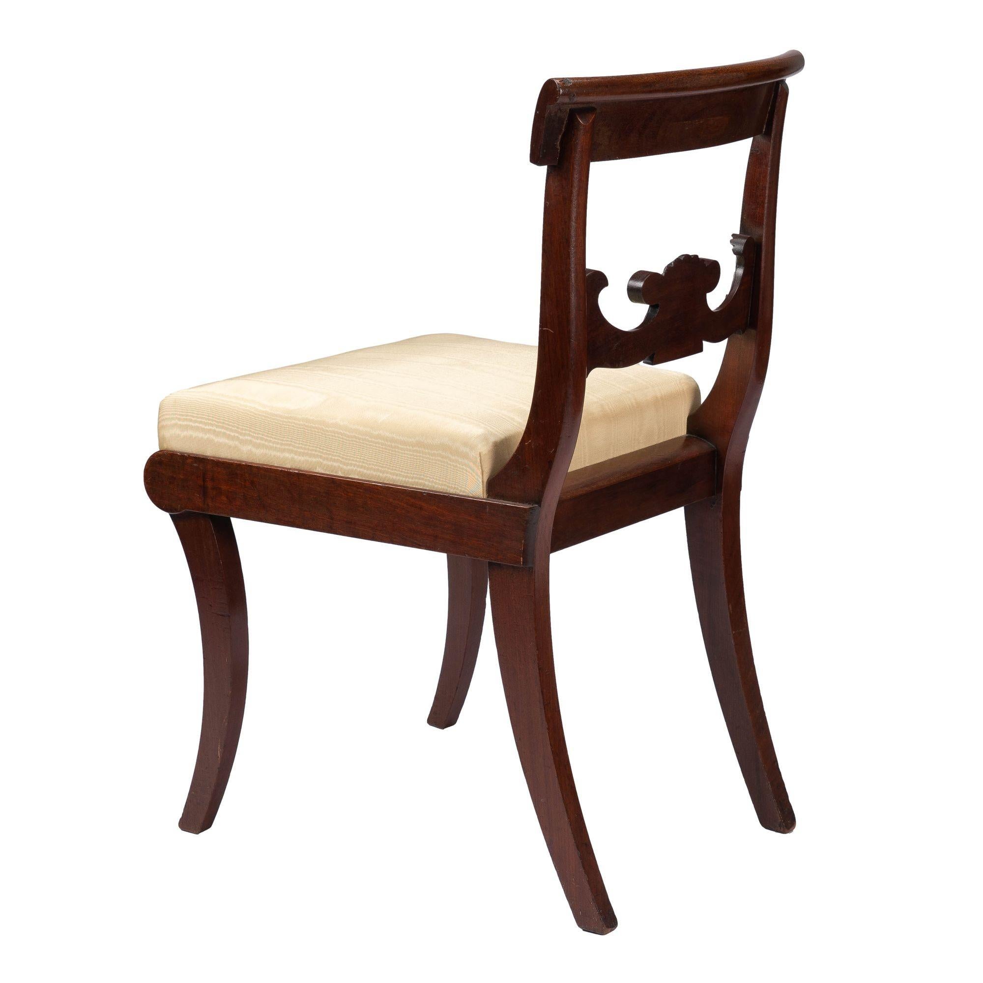 American New York Neoclassic Klismos Side Chair in Honduran Mahogany, '1815'