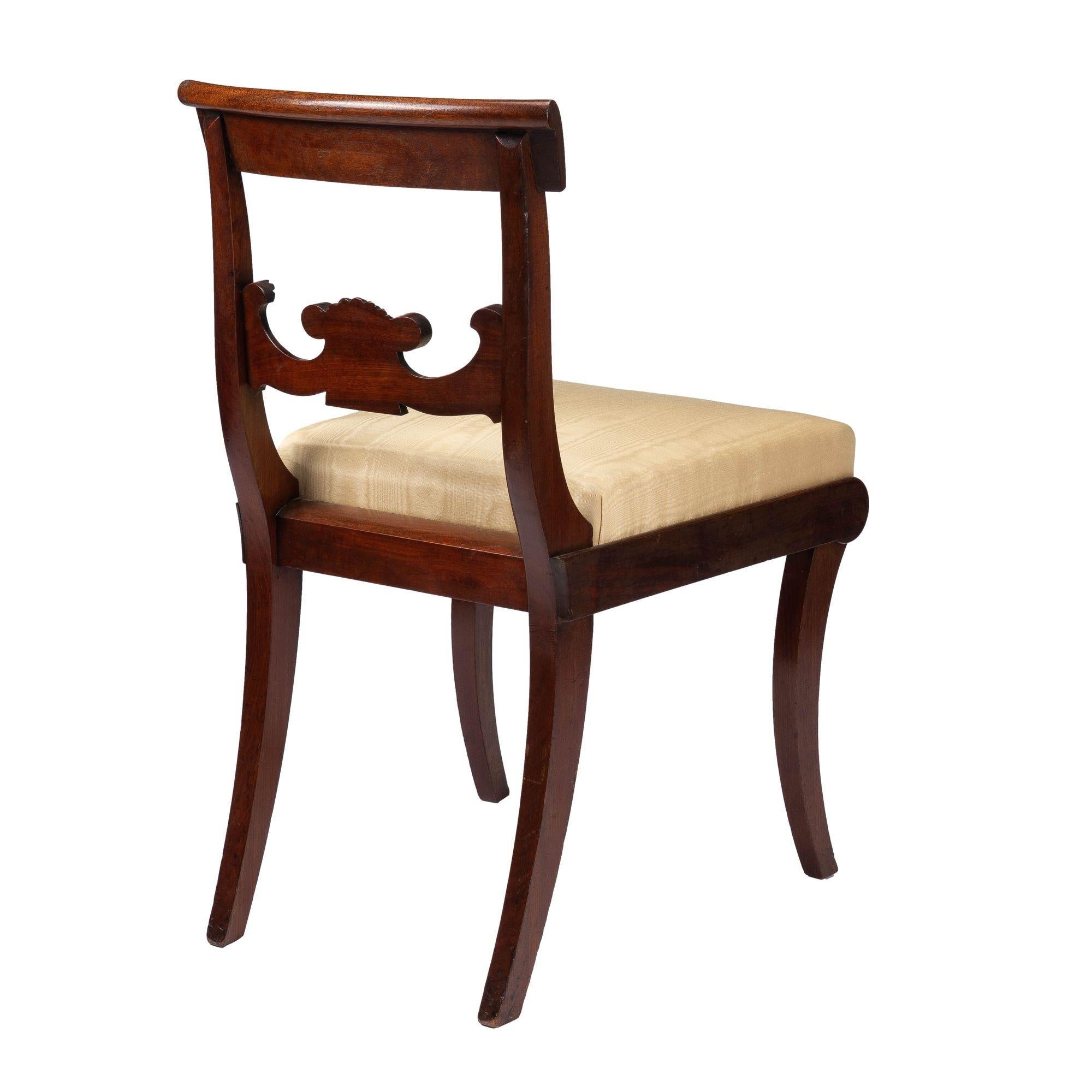 19th Century New York Neoclassic Klismos Side Chair in Honduran Mahogany, '1815'