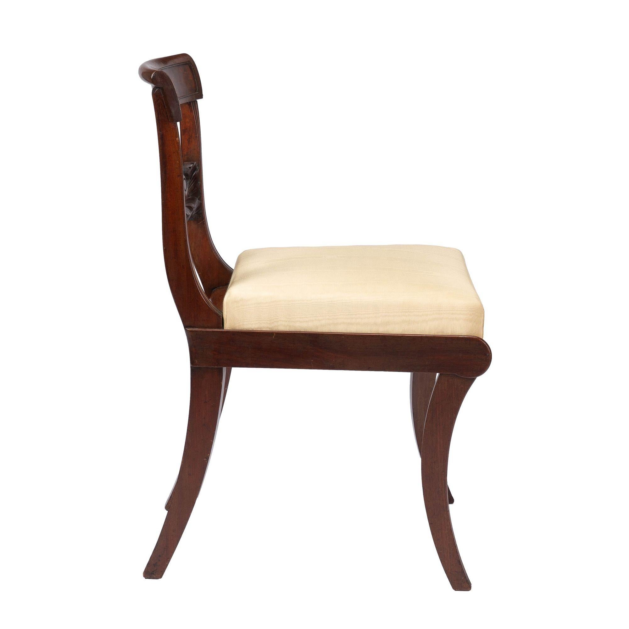 Upholstery New York Neoclassic Klismos Side Chair in Honduran Mahogany, '1815'