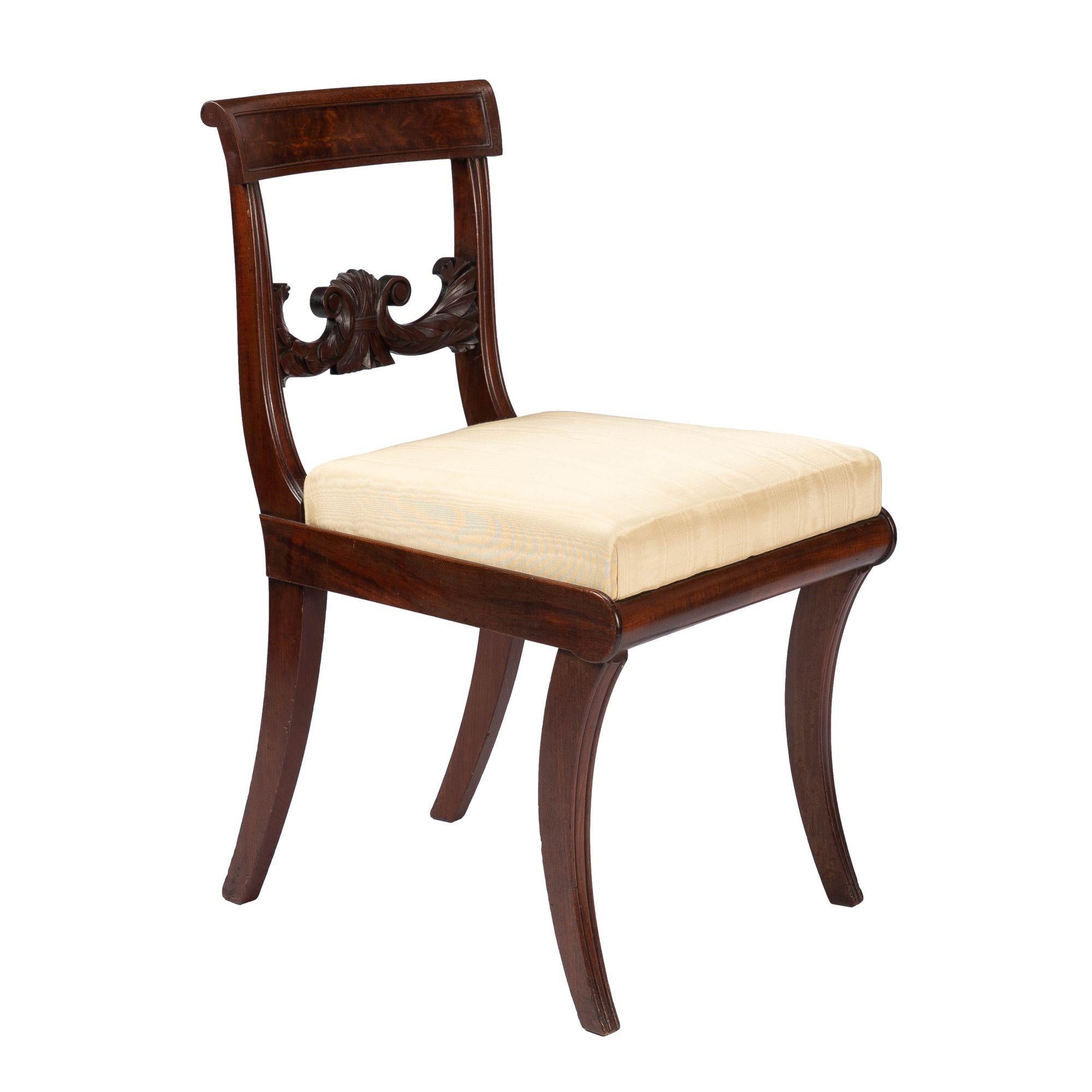 New York Neoclassic Klismos Side Chair in Honduran Mahogany, '1815' 1