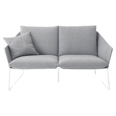 New York Outdoor Sofa in Vip Grey Upholstery with White Legs by Sergio Bicego