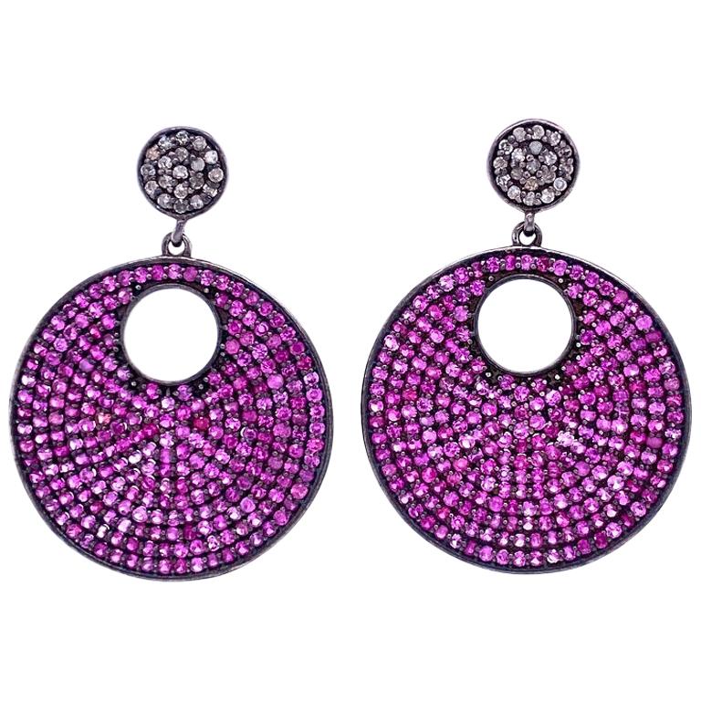 Lucea New York Pink Sapphire and Diamond Earrings For Sale