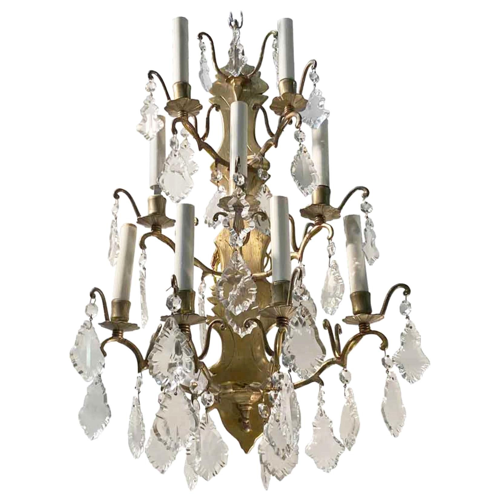 NY Plaza Hotel French Brass Crystal Sconce 9 Arms Quantity Available