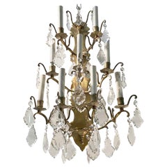 New York Plaza Hotel French Brass & Crystal Sconce with 9-Arm Quantity Available