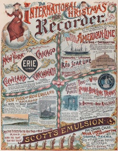 New York Recorder Poster, Christmas Edition, Original Vintage Lithograph, 1893