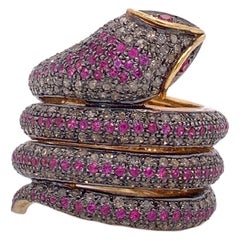 Lucea New York Ruby and Diamond Snake Wrap Ring