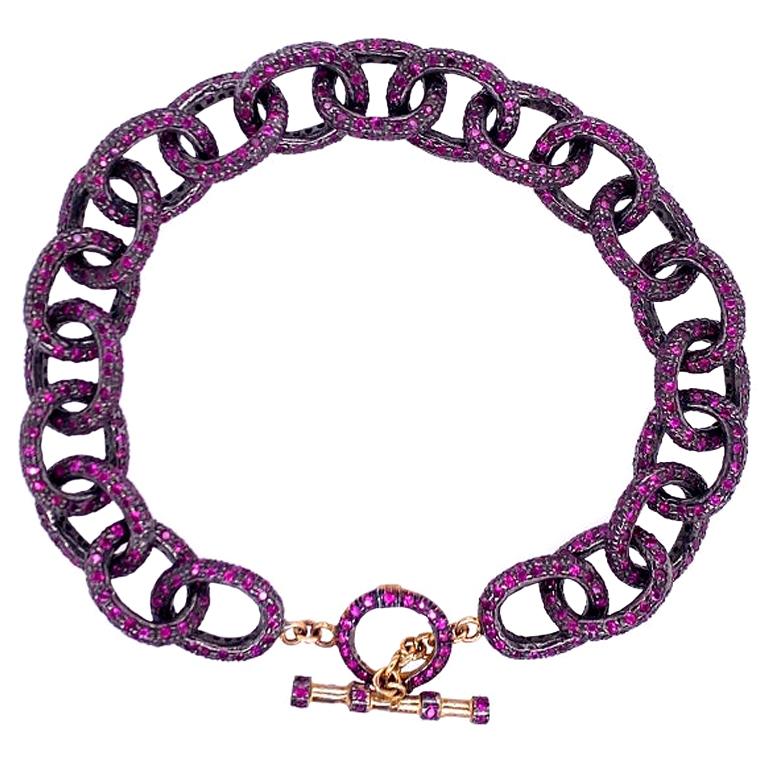 Lucea New York Bracelet à maillons en chaîne rubis en vente
