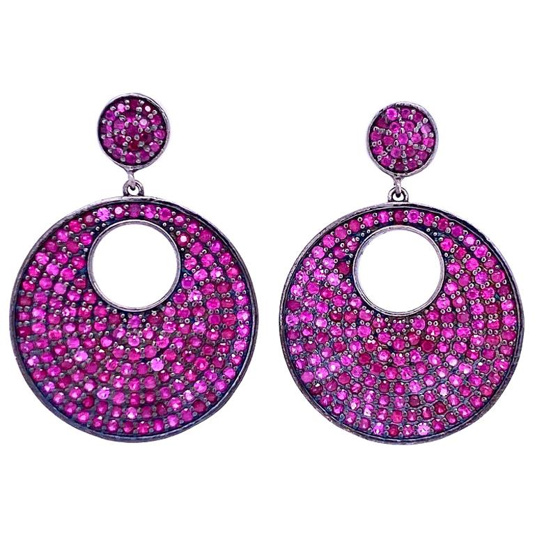 Lucea New York Ruby Disc Shape Earrings For Sale