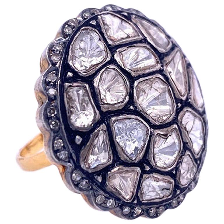 Lucea New York Bague cocktail rustique surdimensionnée en diamants