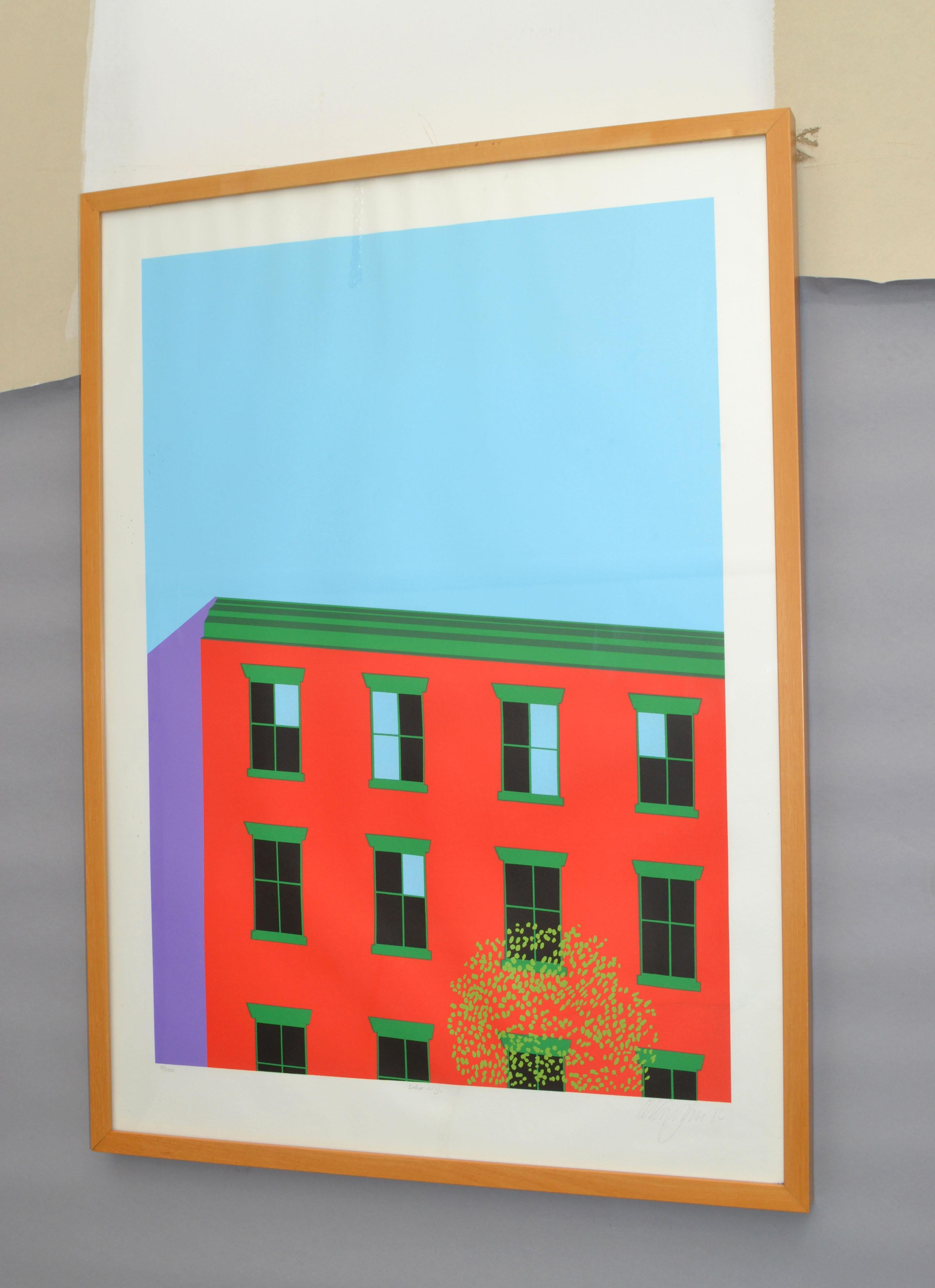 Hand-Painted New York Soho NY Signed Artist Mid-Century Modern Wall Painting Fine Art 1982 For Sale