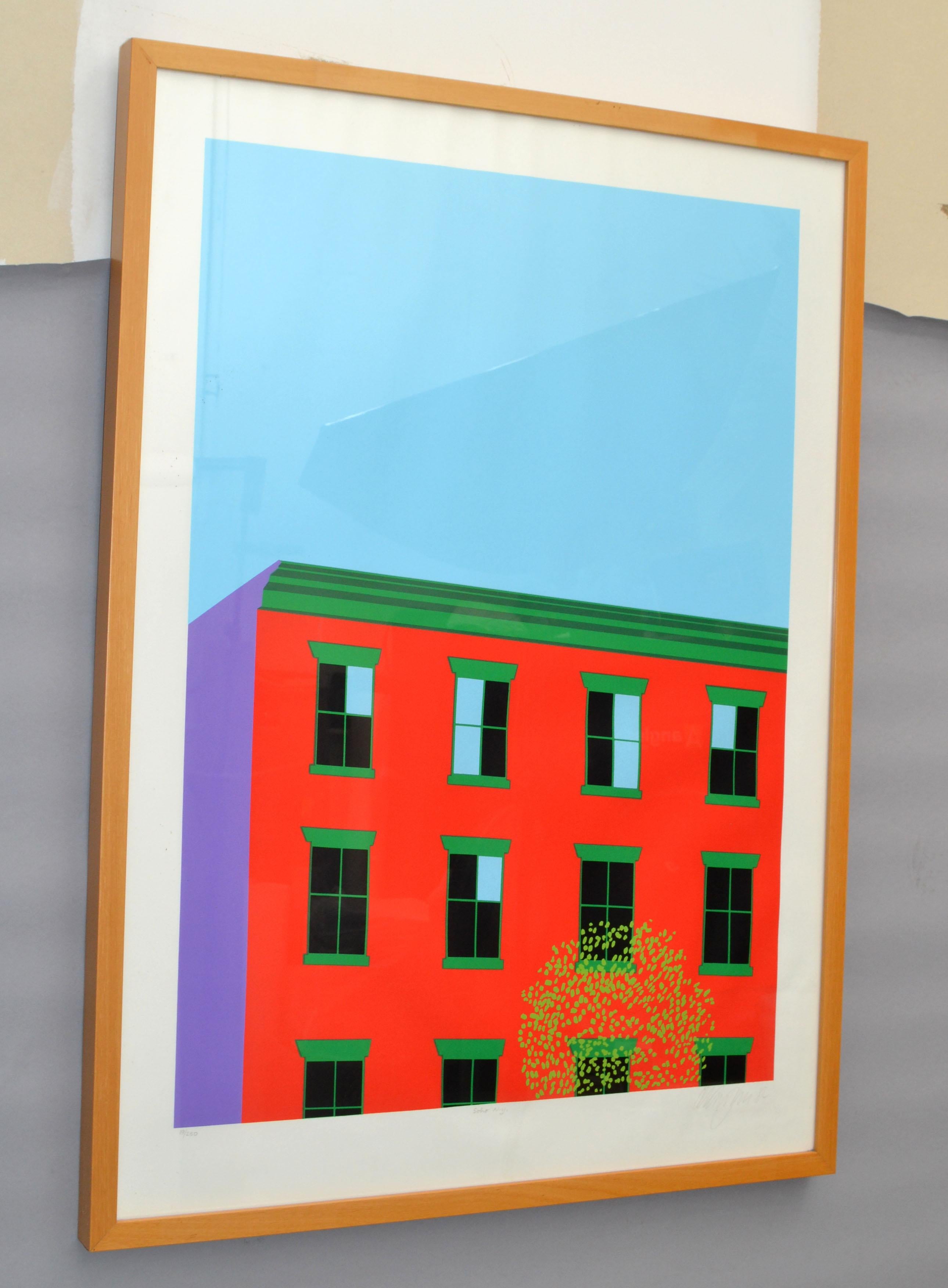 New York Soho NY Signed Artist Mid-Century Modern Wall Painting Fine Art 1982 In Good Condition For Sale In Miami, FL