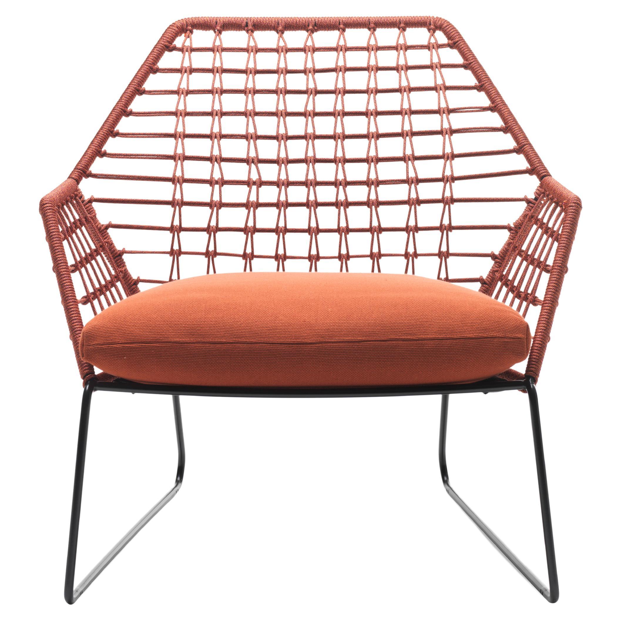 New York Soleil Armchair with Orange Rope Frame & Black Legs by Sergio Bicego For Sale