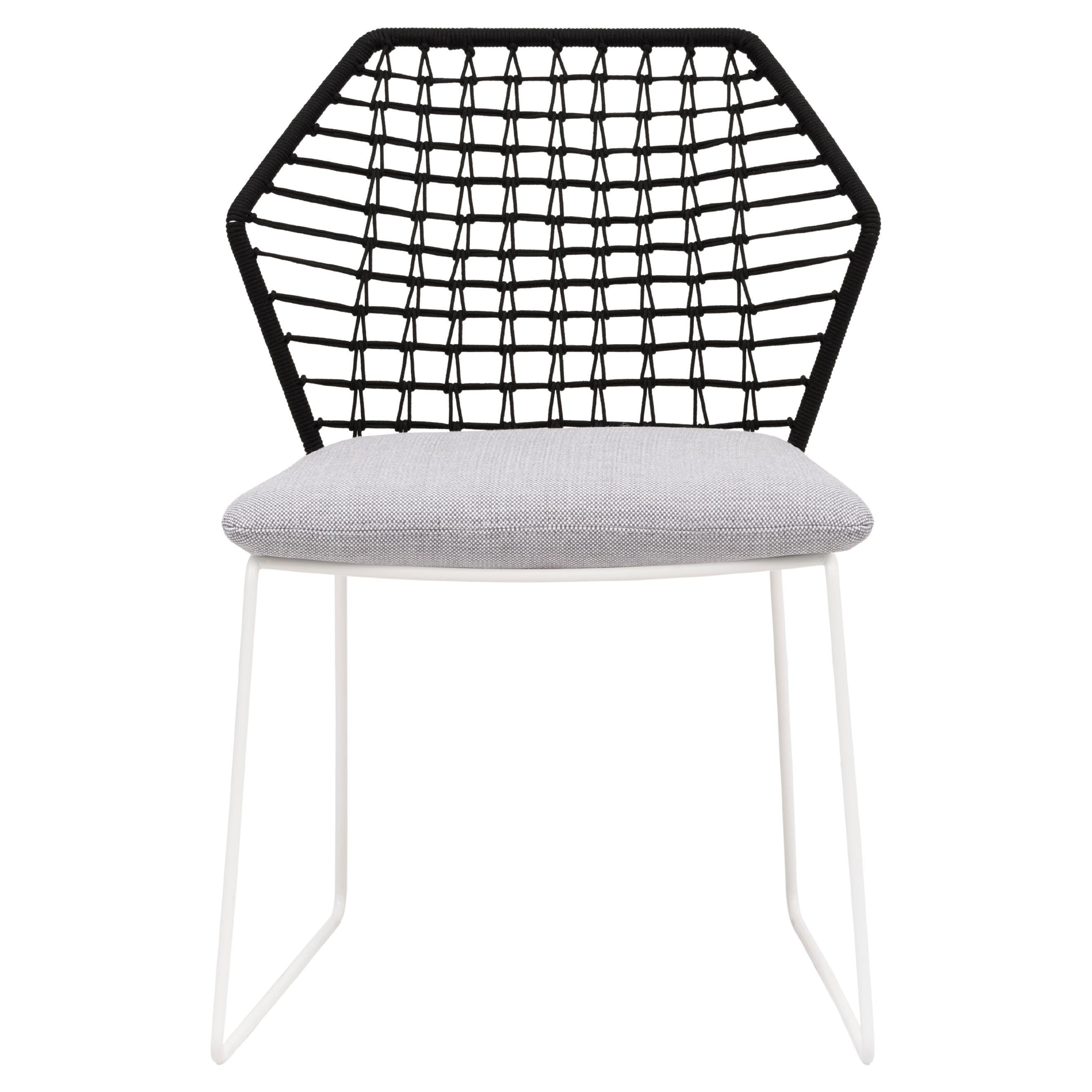 New Yorker Soleil-Stuhl mit schwarzem Seilrahmen und weißen Beinen von Sergio Bicego