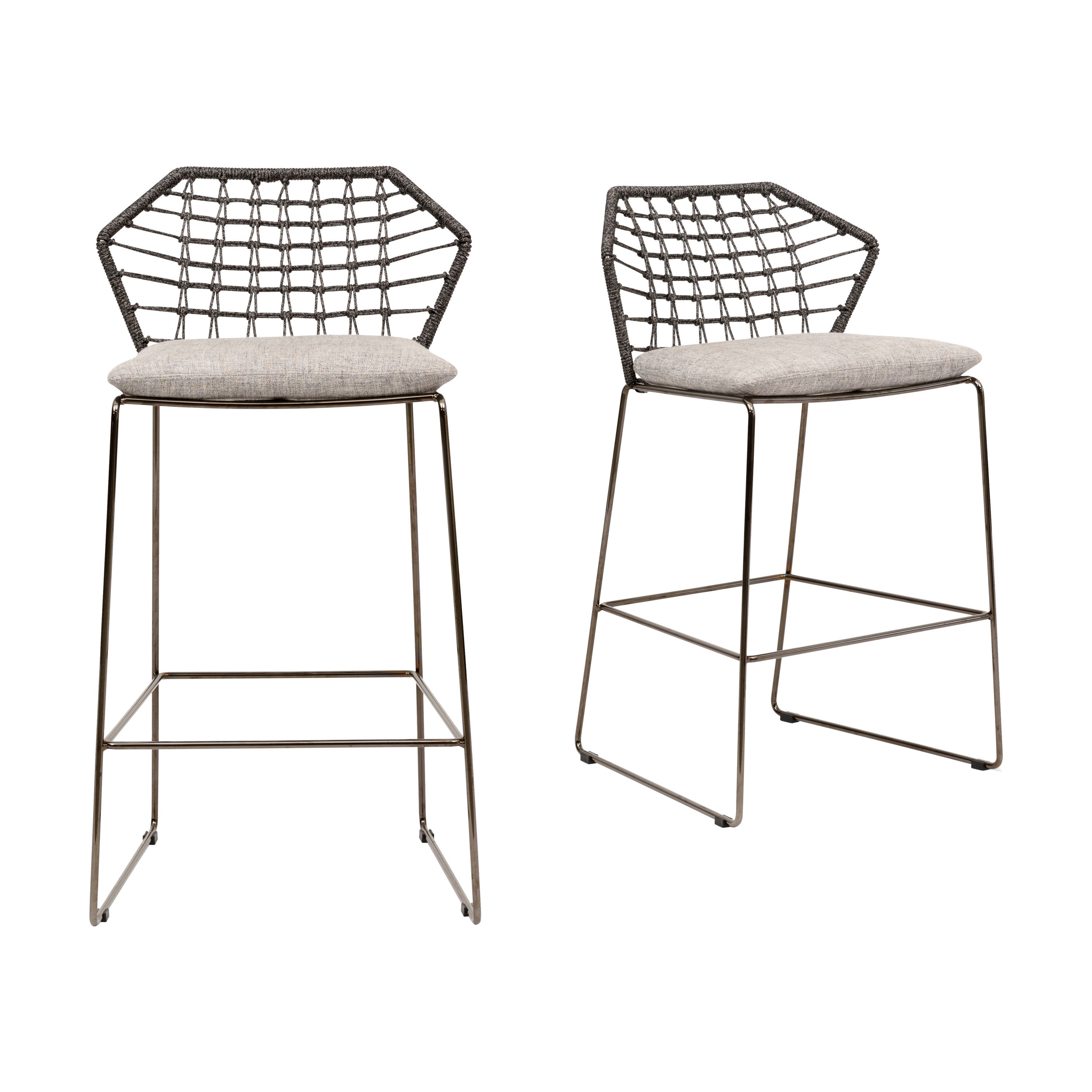 New Yorker Soleil High Hocker mit grauem Seilrahmen und schwarzen Beinen von Sergio Bicego