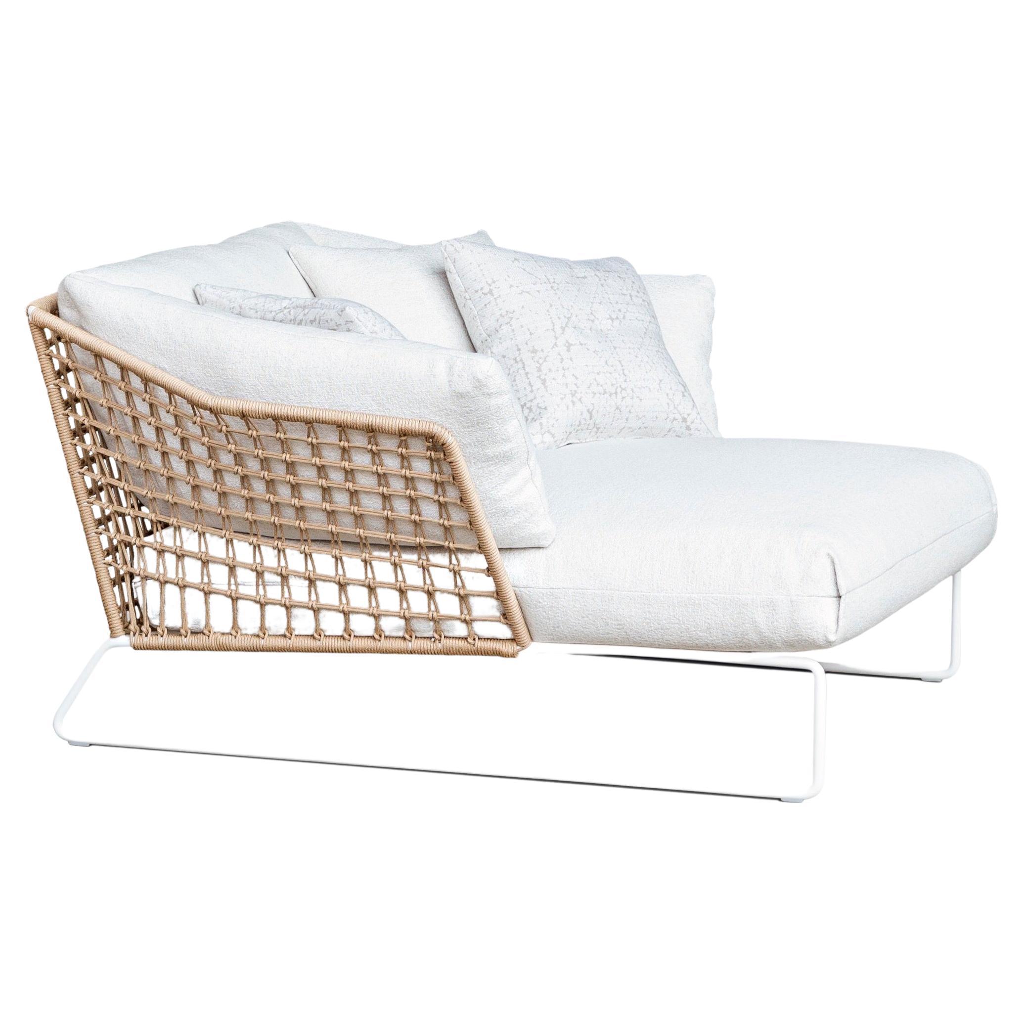 New York Soleil Lounge Armchair in Hemp Rope Frame & White Legs by Sergio Bicego