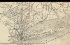 New York State Antique Map c.1888 – The Empire State, Railroads & Counties