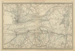 Antike Karte des Staates New York von 1888 - Der Staat Empire, Eisenbahnen & Bezirke