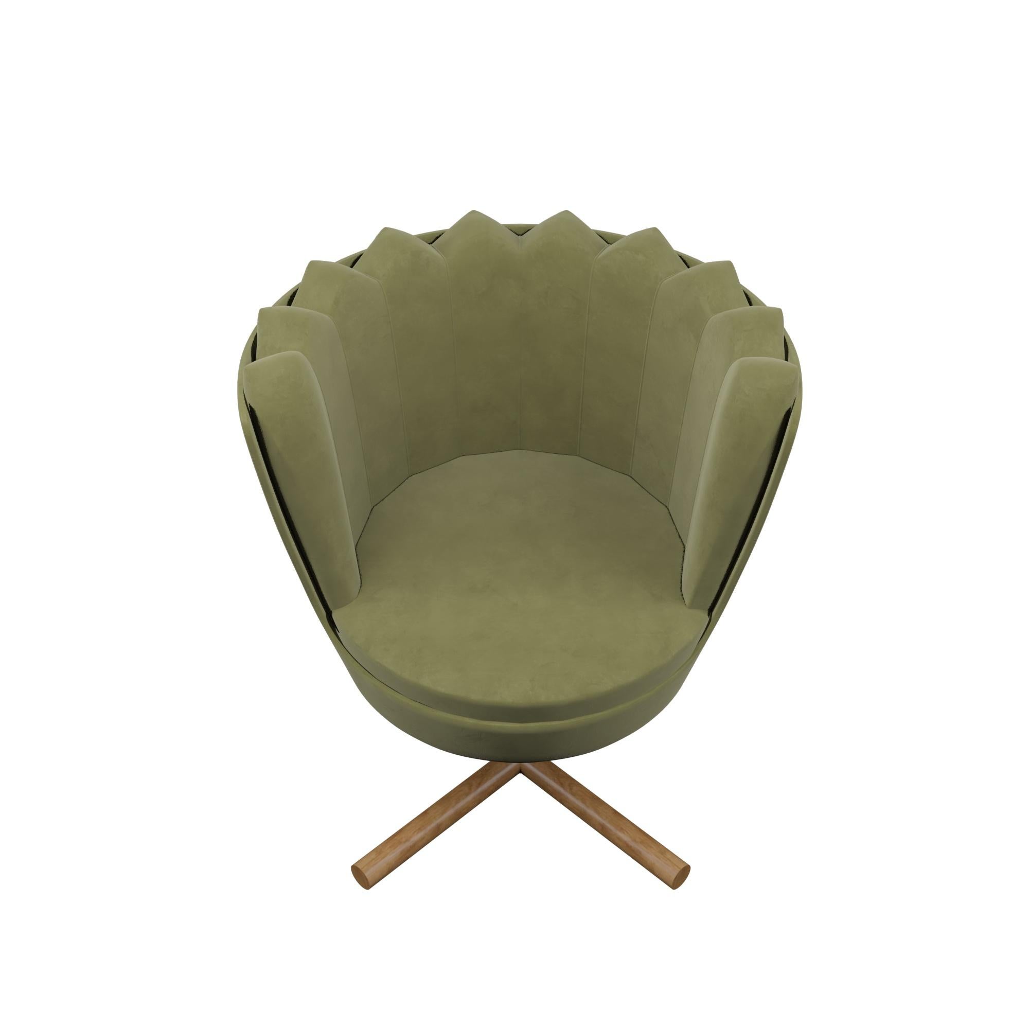 Moroccan NEW YORK Velvet Chair in Green by Alexandre Ligios, REP by Tuleste Factory For Sale
