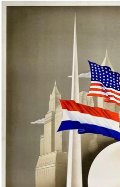 NEW YORK WORLD'S FAIR - HOLLAND AMERICA LINE Original Vintage Deco Travel Poster