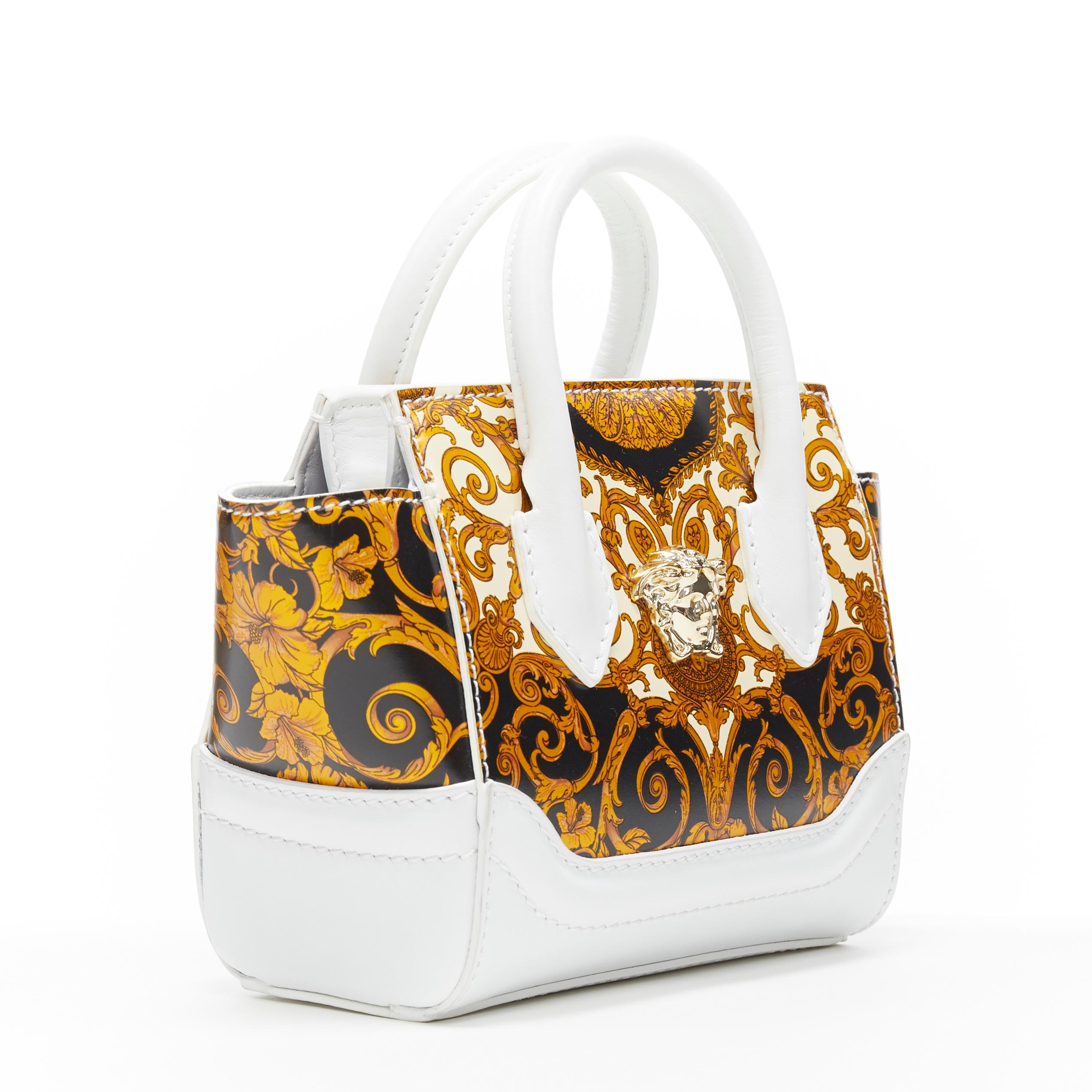 nuevo YOUNG VERSACE Micro Palazzo Imperio blanco dorado estampado barroco bandolera Beige