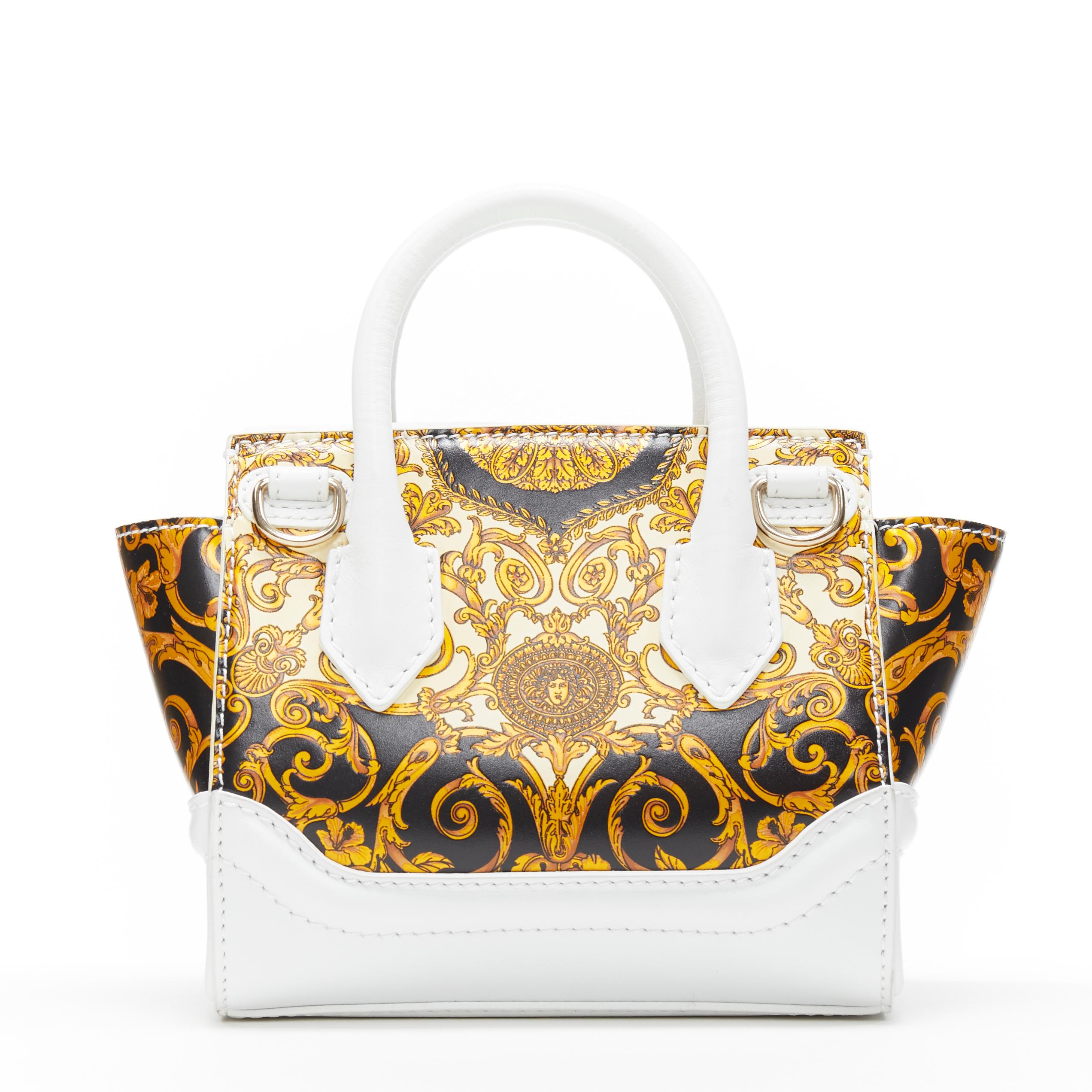 De las mujeres nuevo YOUNG VERSACE Micro Palazzo Imperio blanco dorado estampado barroco bandolera