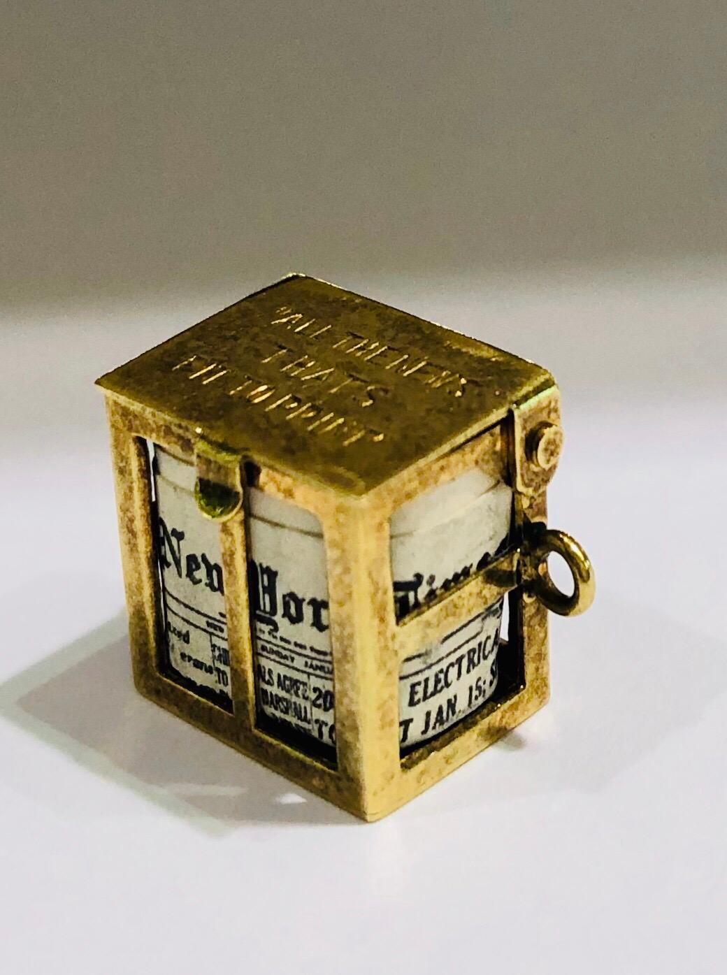 This amazing New York Times charm is about as rare as they come. The top of the charm is engraved: 