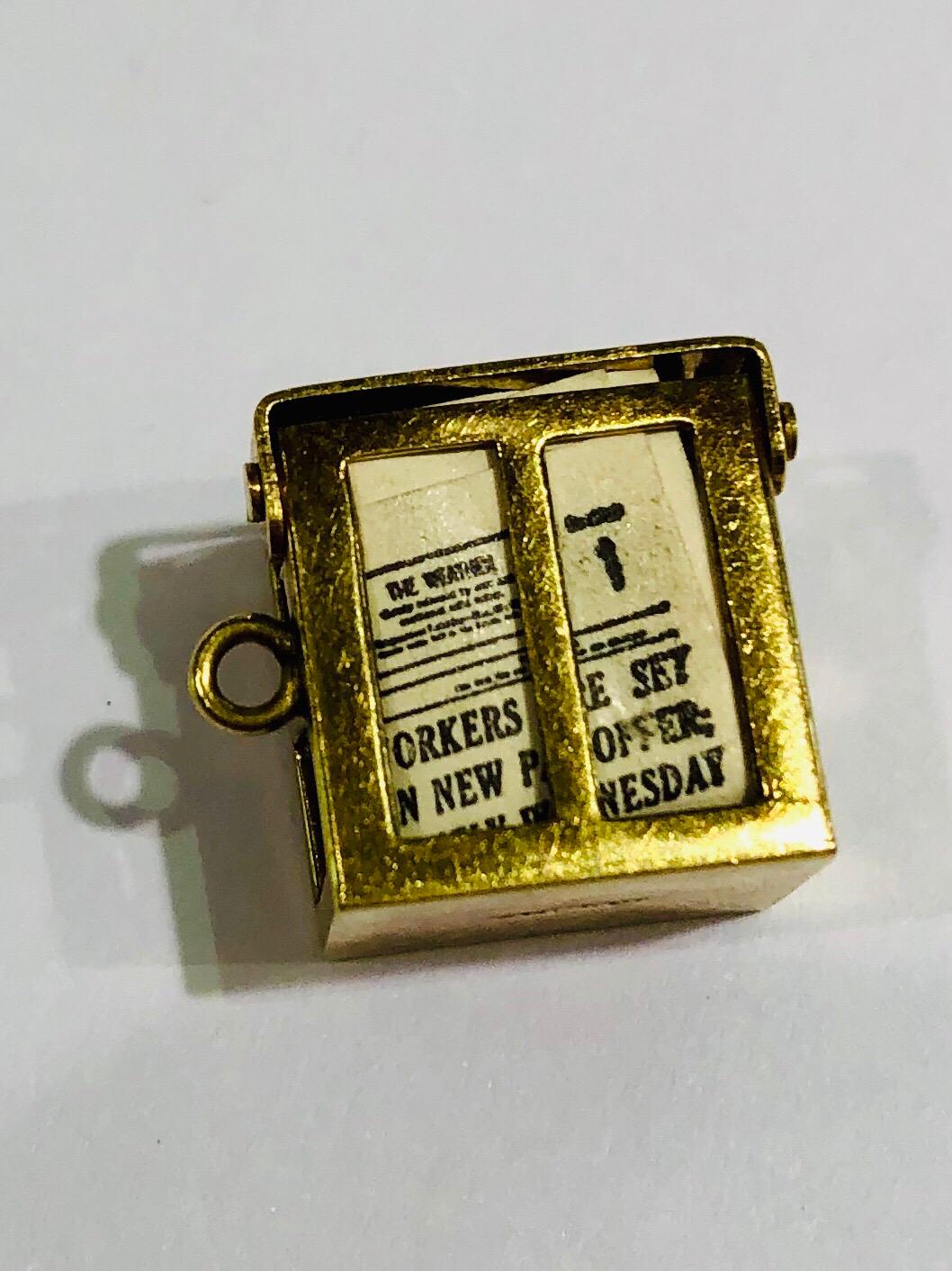 New York Times Rare Gold Charm/Pendant “All The News Thats Fit To Print” For Sale 4
