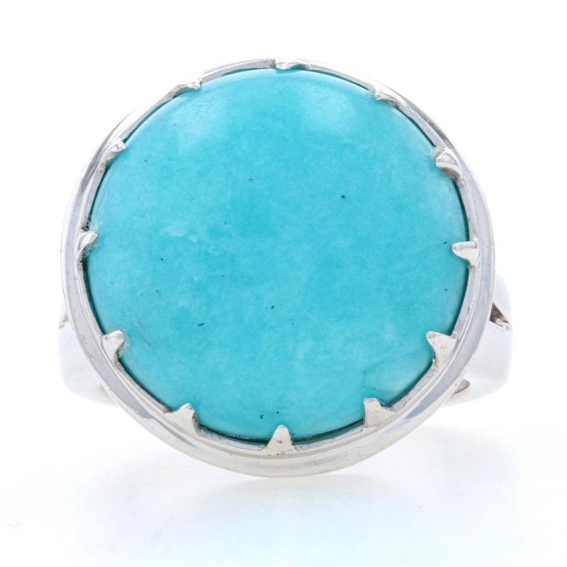 This ring is a size 10 1/4.

Brand: Yours by Loren

Metal Content: Sterling Silver

Stone Information:
Natural Amazonite 
Color: Blue-Green

Face Height (north to south): 29/32