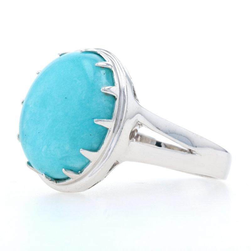 Round Cut NEW Yours by Loren Amazonite Ring - Sterling 925 Cocktail Solitaire Size 10 1/4 For Sale