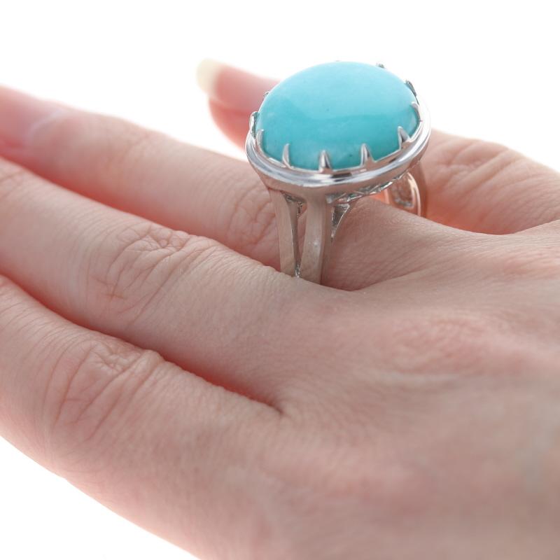 NEW Yours by Loren Amazonite Ring - Sterling Silver Cocktail Size 8 Blue For Sale 1