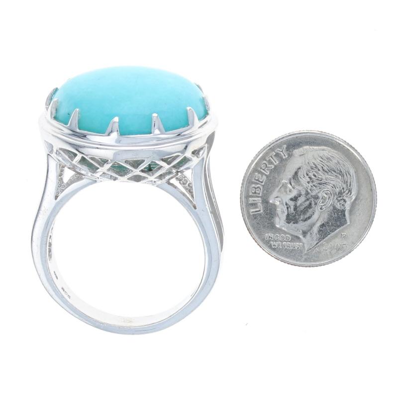 NEW Yours by Loren Amazonite Ring - Sterling Silver Cocktail Size 8 Blue For Sale 2